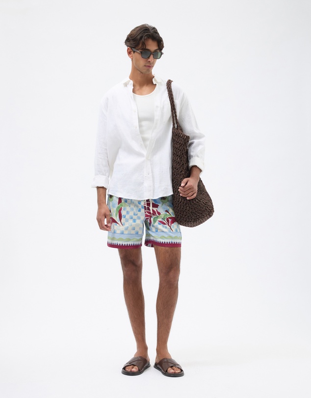AERE - Resort Printed Linen Blend Shorts