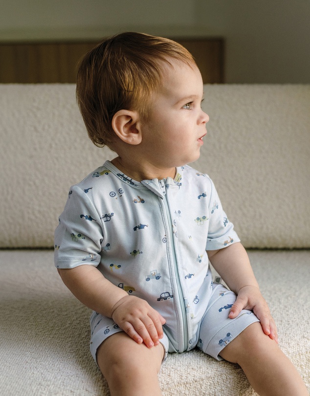 Kynd Baby - Day Or Night Onesie Short Sleeve in Blue Haze Cars