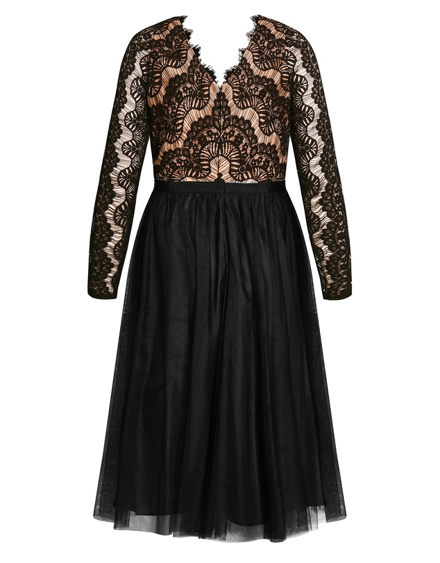 City Chic - Plus size Rare Beauty Lace Midi Dress - black