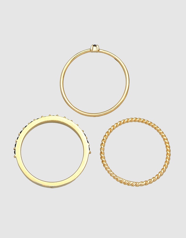 Elli Jewelry - Crystal Ring Set in Gold-Plated 925 Silver