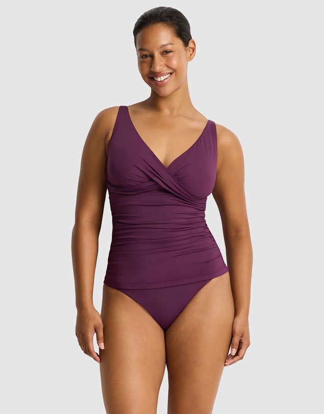 Sea Level - Essentials Edit Cross Front Multifit Singlet Top Claret