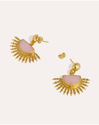 Ottoman Hands - Sunrise Rose Quartz Drop Stud Earrings
