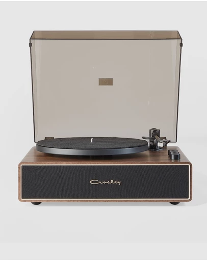 Crosley - Crosley Stave 2-Speed Bluetooth Record Player Turntable with Built-in Speakers, Walnut