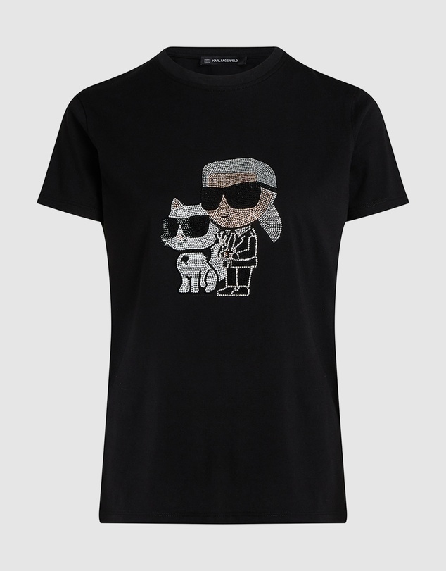 Karl Lagerfeld - Ikon Karl & Choupette Rhinestone T-Shirt