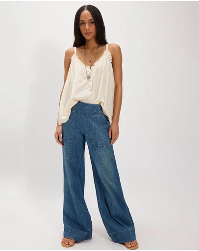 Free People - Breezy Denim Pull-On Pants