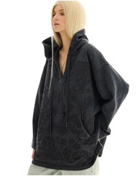 THE TALES - Textured Flower Embroidered Hoodie Jacket