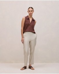 Trenery - Stretch Linen Blend Pull On Pant in Flax