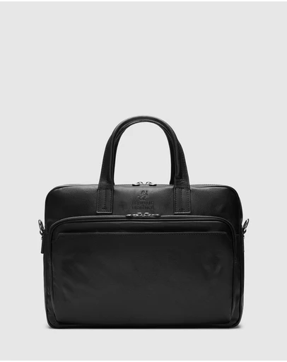 Republic of Florence - Pretoria Matt Black Leather Laptop Briefcase