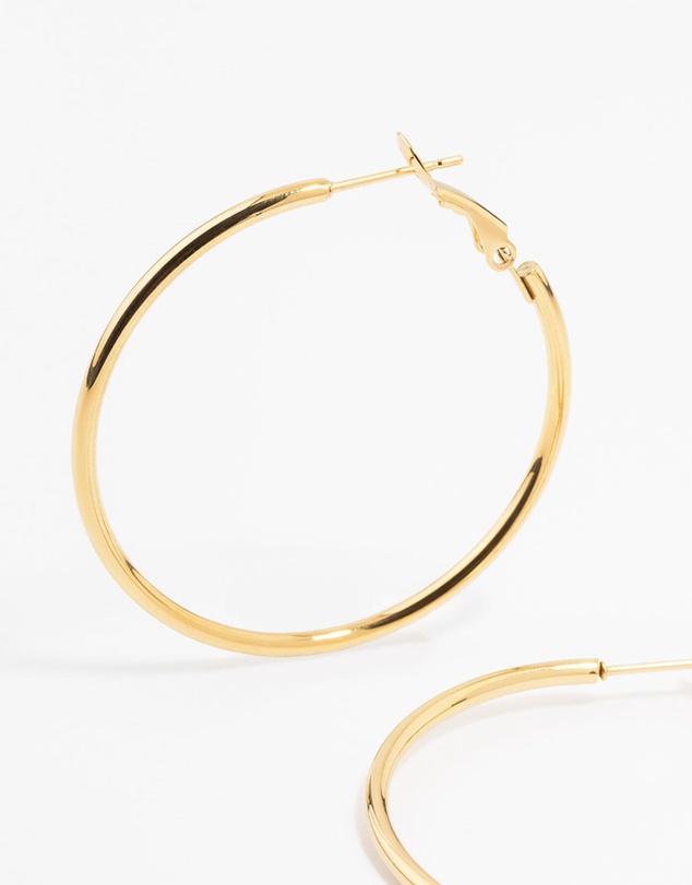 Lovisa - Gold Plated Surgical Steel Thin Hoop Earrings 40 MM