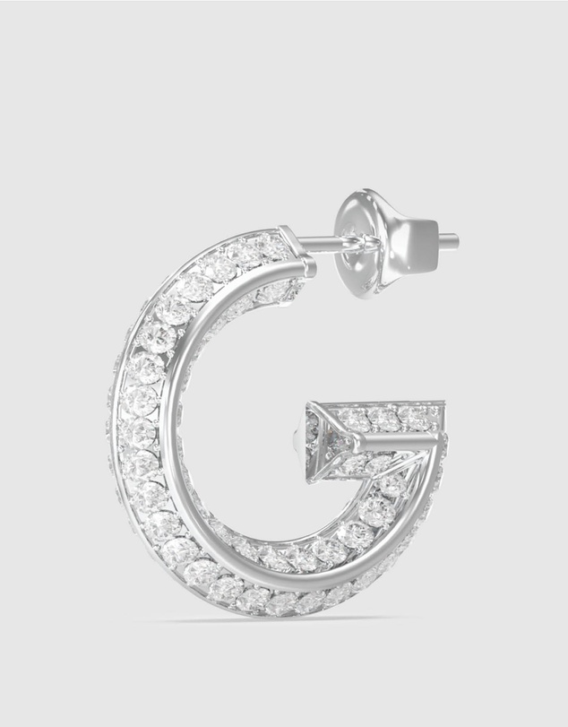 GUESS - Silver-Tone G Crystal Hoop Earrings