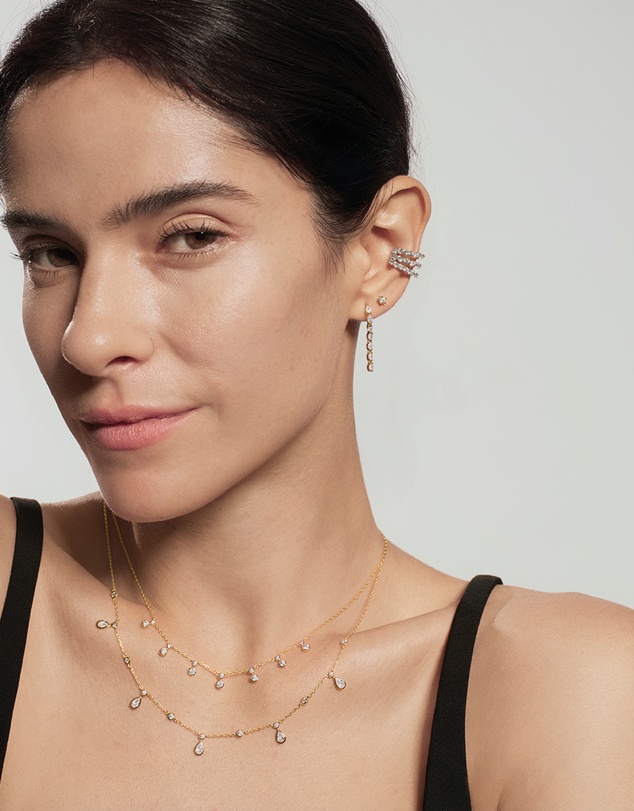 Ania Haie - Gold Bezel Round & Teardrop Drop Station Necklace