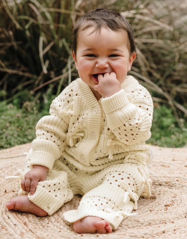 Kynd Baby - Knit Bow Pant in Ivory