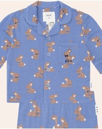 Huxbaby - Vintage Blue Bunny PJ Set - Babies-Kids