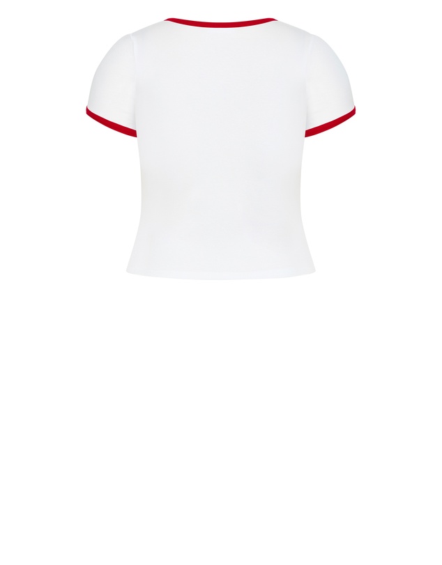 City Chic - Plus size Micro Chilli Print Tee - ivory