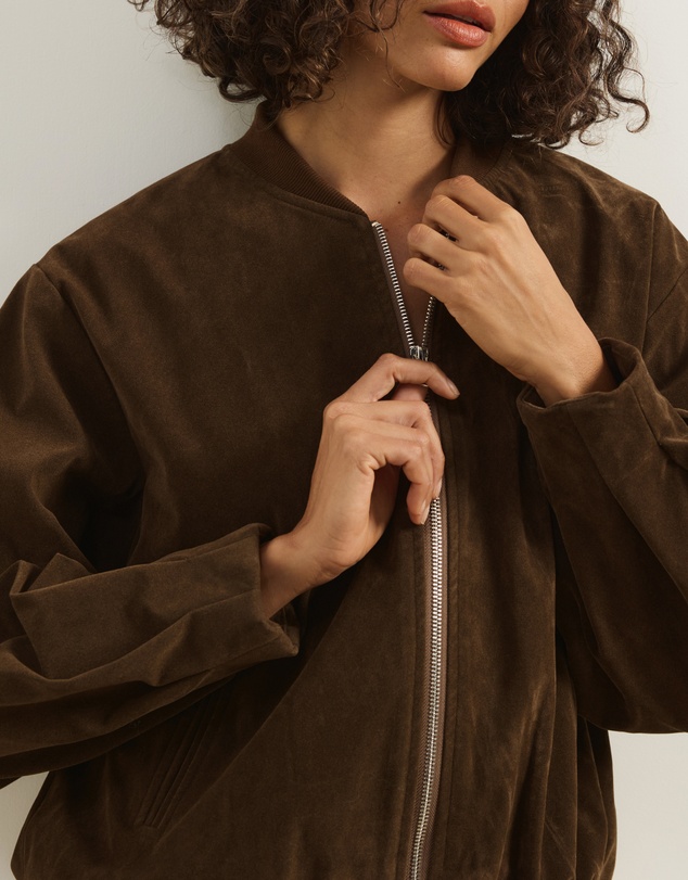 Atmos&Here - Ruby Faux Suede Bomber Jacket