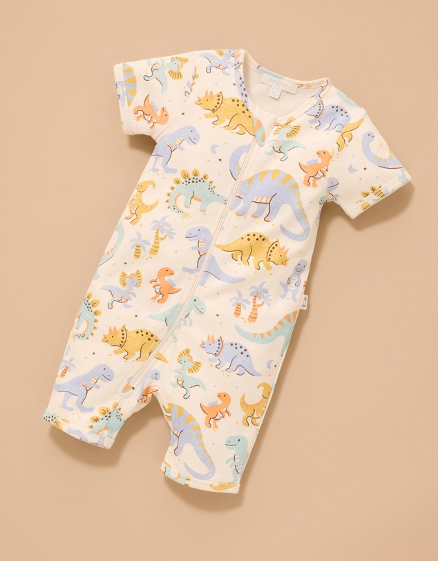 Purebaby - Short Sleeve Zip Growsuit-Kids-Babies