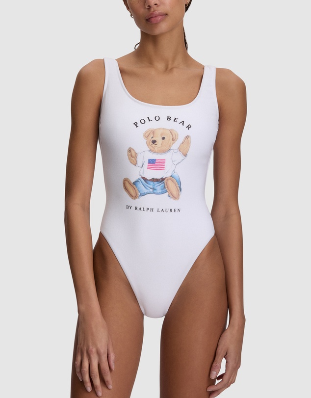 Polo Ralph Lauren - Terry Polo Bear High Leg One-Piece Swimsuit
