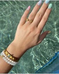 Nialaya Jewellery - Wristband with Pearl and Gold