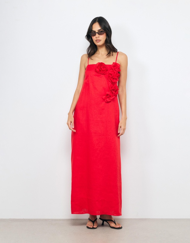 AERE - Mika Placement Flower Maxi Dress