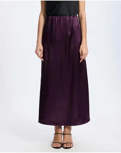 Mossée - Maya Silk Stretch Long Straight Skirt