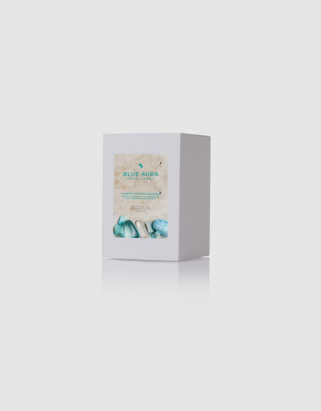 Silk Oil of Morocco - Blue Aura Medium Crystal Candle - Clarity, Focus & Success
