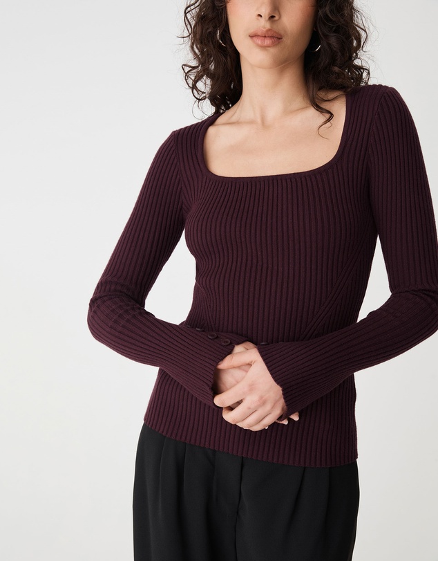 Forcast - Zahlia Square Neck Rib Knit