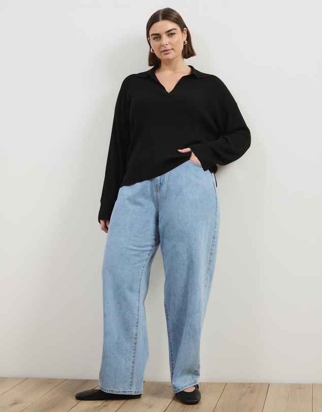 Atmos&Here Curvy - Eden Rib Collar Knit