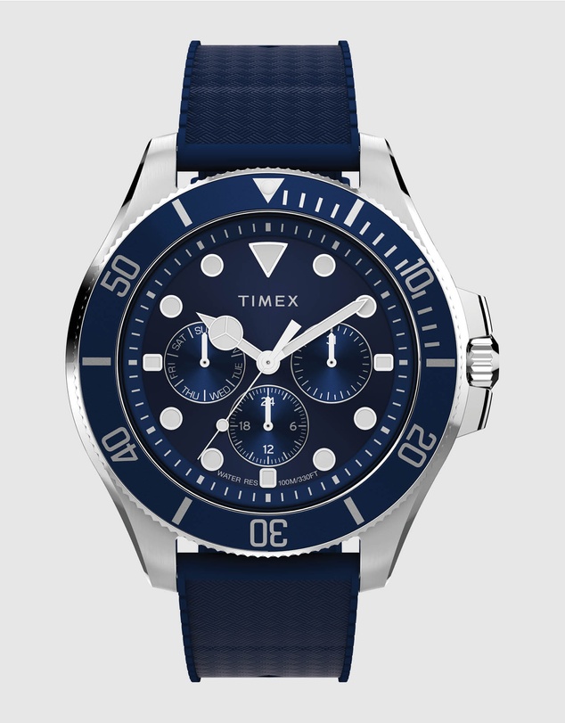 TIMEX - Harborside Coast Multifunction 43mm Synthetic Rubber Strap Watch
