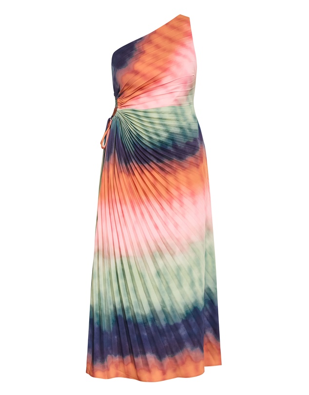 City Chic - Aliza Sunset Ombre Print Pleat Maxi Dress