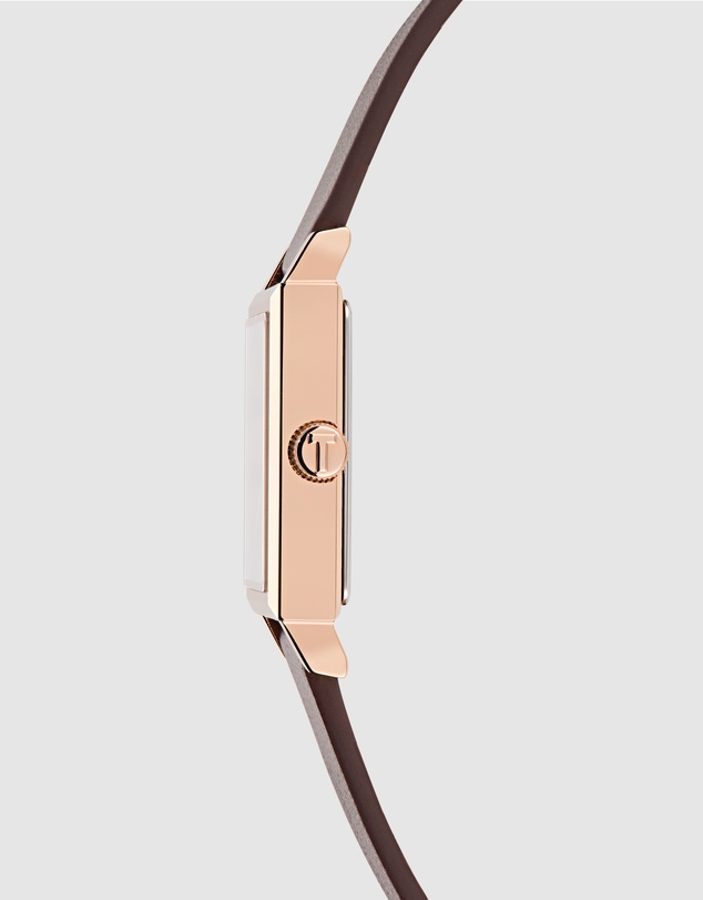 Ted Baker - Jaareth Rose Gold-Tone Black Brown Leather Watch