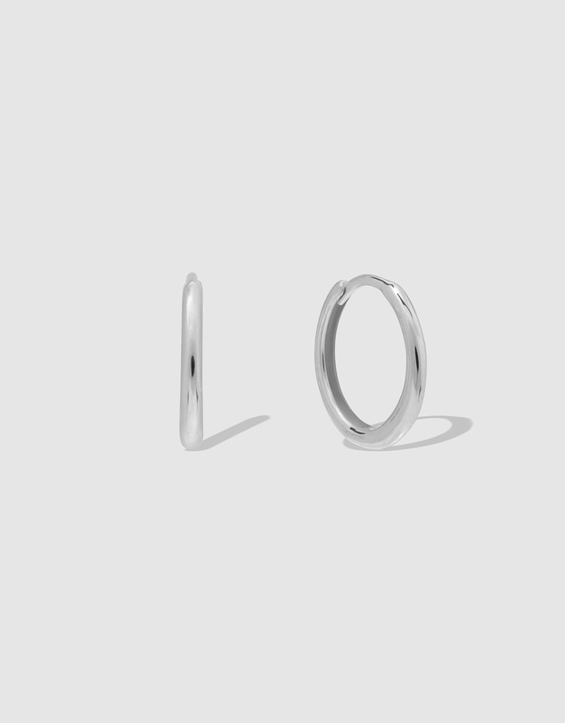 Wanderlust + Co - Classic 14K White Gold 8mm Baby Huggie Earrings