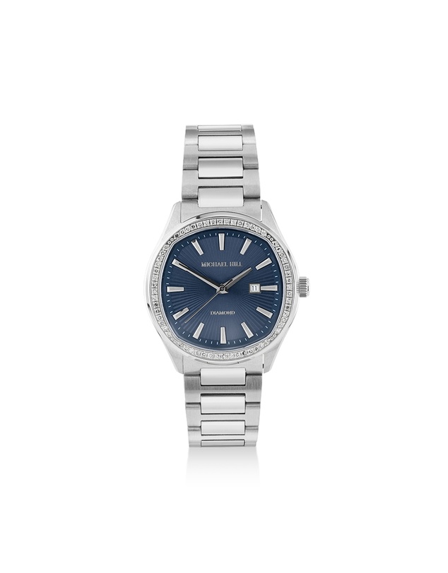 Michael Hill - Ladies 0.40 Carat TW Diamond Quartz Stainless Steel Watch with Blue Dial