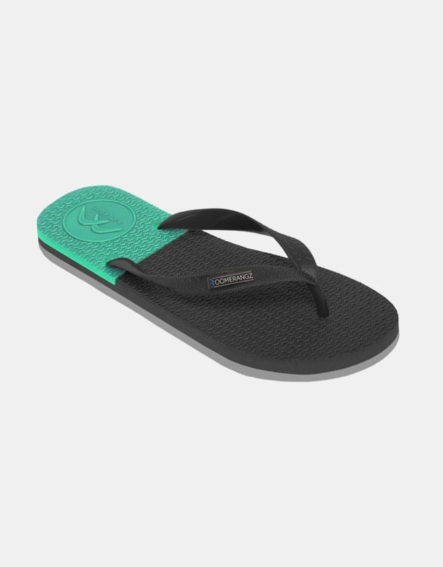 Boomerangz Footwear - Men's Black/Grey/Teal Thongs with arch support and 2 x interchangeable straps