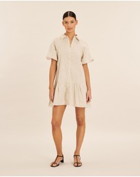 AERE - Joia Linen Puff Sleeve Mini Dress