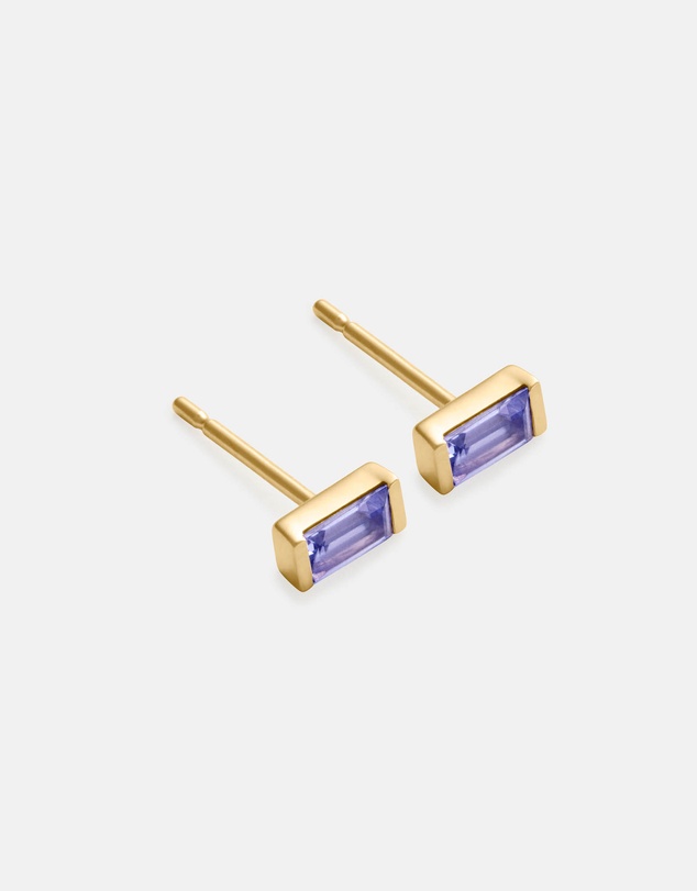 Kirstin Ash - Baguette Birthstone Studs December - Tanzanite