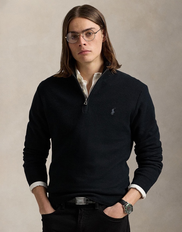 Polo Ralph Lauren - Mesh-Knit Cotton Quarter-Zip Sweater