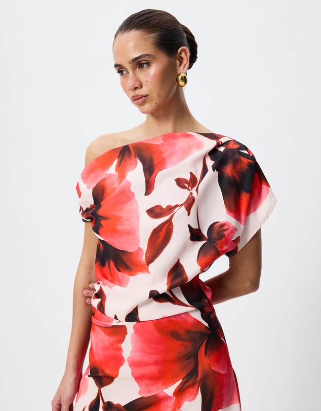 Tussah - Natalia Asym Neckline Floral Print Maxi Dress