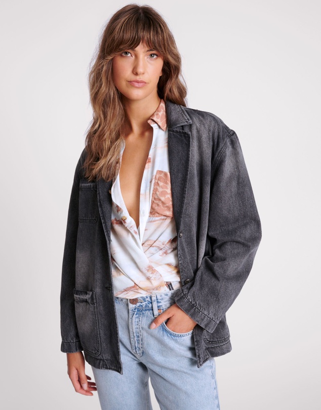 ONE TEASPOON - Worn Black Denim Boyfriend Blazer