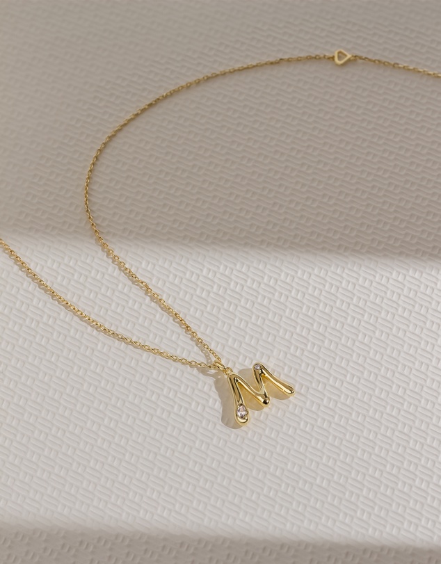 Wanderlust + Co - Alphabet Bubble Pendant Necklace - Letter M