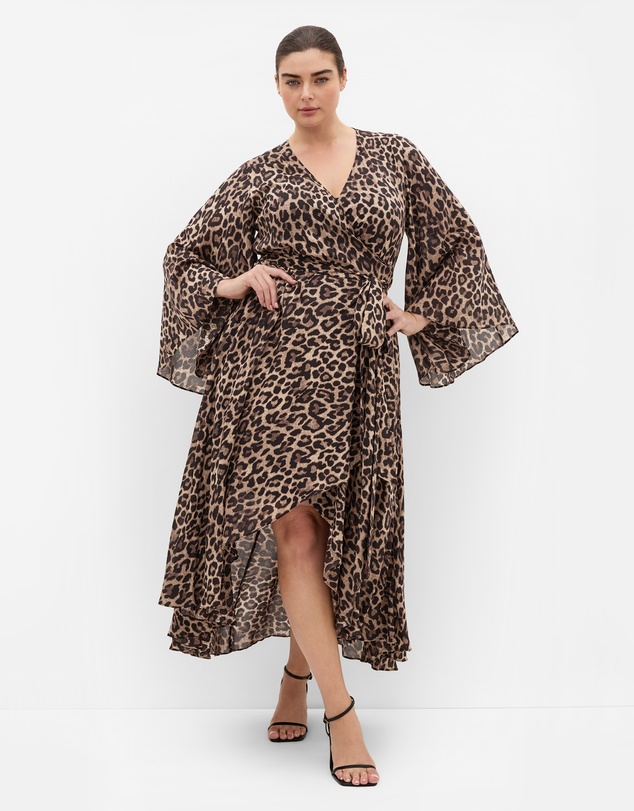 City Chic - Eva Leopard Print Wrap Maxi Dress