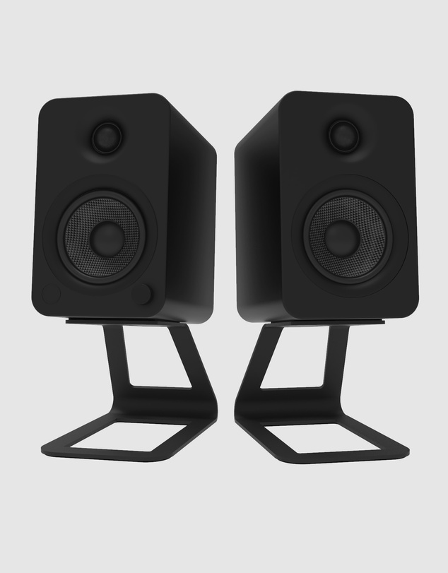 iWorld - Kanto SE4 Elevated Desktop Speaker Stands for Midsize Speakers - Pair, Black