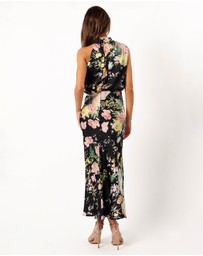 Petal & Pup - Anabelle Halter Neck Midi Dress - Black Floral