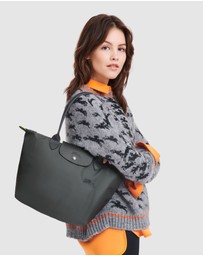 Longchamp - Le Pliage Green Canvas Tote Bag - Medium