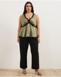 Atmos&Here Curvy - Sylvie Satin Lace Trim Top