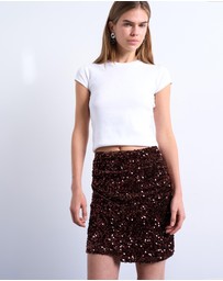 TOPSHOP - Velvet Sequin Drape Mini Skirt