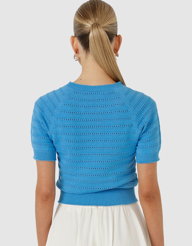 SACHA DRAKE - Eyelet Knit Top In Sky