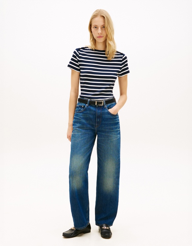Tommy Hilfiger - Gold-Tone Button Slim Boat Neck T-Shirt