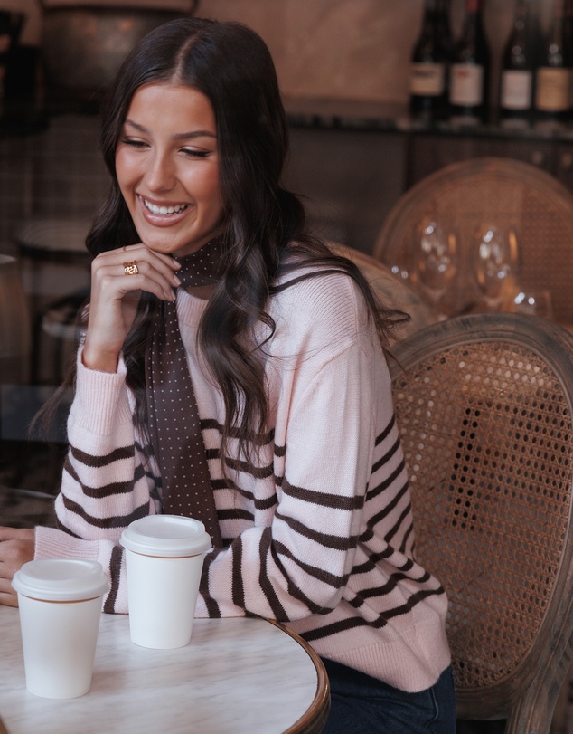 Petal & Pup - Eleanora Striped Knit Pullover Sweater - Pink