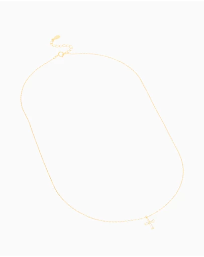 Lovisa - Gold Plated Sterling Silver Cubic Zirconia Cross Necklace