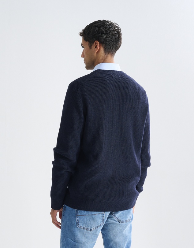 3 Wise Men - 3 Wise Men Drake Crew Neck Wool Blend Knit - Deep Navy